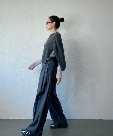 Grey Side Pleated Slack #250337